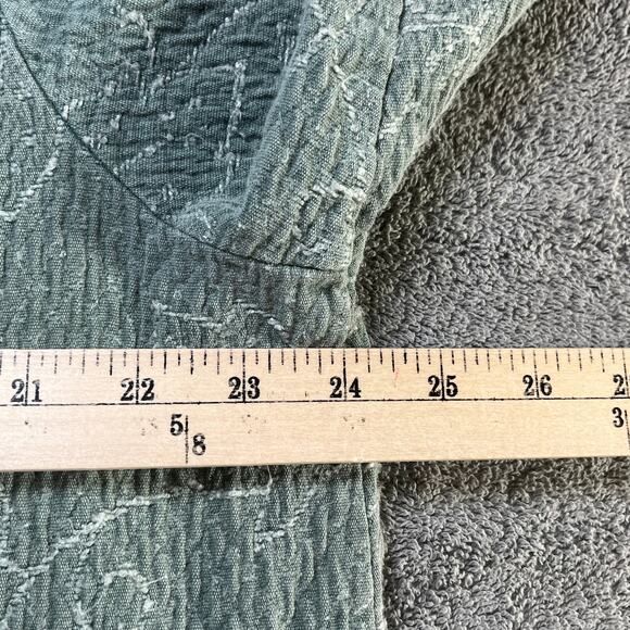 Hot Cotton Blazer Jacket Women 2X Green Floral Quilted Button Front Mature Artsy - Picture 9 of 9